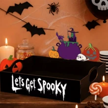 Halloween Wooden Storage Box, Suitable For Storing Fruit And Candy, Decorative Modular Wooden Box, Perfect Gift For Friends And Family During Halloween Season - Multicolor - View 3