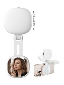Magnetic Selfie Fill Light, Foldable LED Ring Light, Compatible With IPhone And Android, Rechargeable Portable Phone Light With Mirror, Suitable For Selfie, Vlog, Makeup And Photography - one-size - View 4
