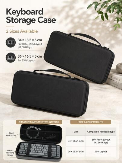 EVA Keyboard Protective Case, Hard Shell Design, Waterproof And Shockproof, With Mesh Pocket And Shoulder Strap, Suitable For Computer Accessories, Essential Tool For Commuting And Carrying Keyboard, Provides Extra Cushioning Layer For Keyboard | Ideal Christmas Gift For Keyboard Users