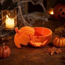 Halloween Pumpkin Lantern Desktop Decoration, Multifunctional Creative Pumpkin Head Desktop Ornament, Home Party Tabletop Decor, Dining Table Fireplace Atmosphere Arrangement, Party Gift Collectible Ornament Room Decor Home Decor Halloween Decor - Pumpkin - View 4