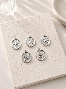 1/2/5pcs Compass Pendant, Vintage Nautical Style Hanging Decor, Round Star Compass DIY Jewelry Accessories, Suitable For Necklace And Bracelet Making - Multicolor - View 10