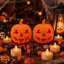 Halloween Pumpkin Lantern Desktop Decoration, Multifunctional Creative Pumpkin Head Desktop Ornament, Home Party Tabletop Decor, Dining Table Fireplace Atmosphere Arrangement, Party Gift Collectible Ornament Room Decor Home Decor Halloween Decor - Pumpkin - View 7
