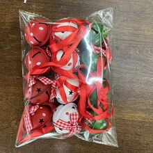 12-Piece Retro Christmas Bells, Five-Pointed Star Hollow-Out Print With Red Ribbon And Bow, Holiday Party Decorations, DIY Home Decor, Outdoor Decorations, Christmas Tree Ornaments. - Multicolor - View 4