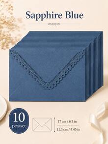 10pcs Vintage Lace Carved Edge Colorful Envelopes, Elegant For Invitations, Cards, Weddings - Hollowed-out Edges - View 14