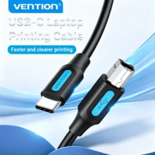 VENTION USB 2.0 Type-C 轉方形 USB-B 印表機傳輸線，穩定數據傳輸，相容於 MacBook Air/Pro、HP、Lexmark、Brother、MIDI 電子鋼琴及其他 Type-C 設備 - 黑色 - 查看 1