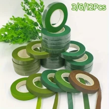 3/6/12入 紙膠帶皺紋紙 DIY 手作材料 花束花環花藝綠色花藝膠帶 玫瑰網格花卉包裝 - 彩色 - 查看 2