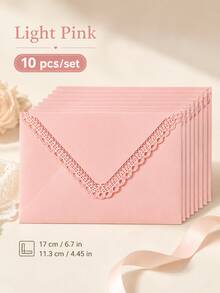 10pcs Vintage Lace Carved Edge Colorful Envelopes, Elegant For Invitations, Cards, Weddings - Hollowed-out Edges - View 15