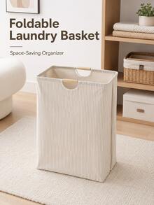 Large Foldable Laundry Basket With Bamboo Handle, Freestanding Waterproof Clothes Storage Bin, Suitable For Laundry Room, Bedroom, Dorm, Towels, Multi-Functional Laundry Storage Basket - Multicolor - View 4