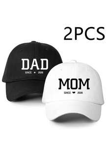 2pcs "Dad Mom 2026" Printed Baseball Caps, Classic Fashion, Soft Sweatband, Adjustable Size, Lightweight & Versatile, Adult Dad Hat - 2026 - View 16