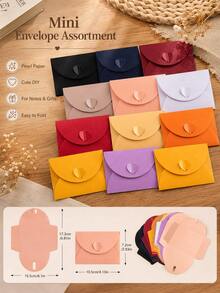 1pc Heart Buckle Envelope, Matte Pearlescent Paper Mini Card Envelopes, Multi-Color DIY Letter Storage Pouch, Holiday Gift Greeting Card Packaging Stationery Supplies - Multiple Styles - View 2