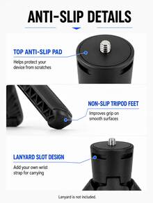 Auto-Pop-Up Mini Tripod Handheld/Desktop Stand, 1/4" Screw Interface, With Anti-Slip Pad, Compatible With DJI Osmo Pocket 4/Pocket 3, , , Phone Clip, DSLR Camera, 45.6g Ultra-Light Pocket Size, Suitable For Live Streaming, Vlog Shooting Accessories - View 11