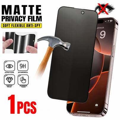 CASECOPS 1Pc Ceramic Matte Anti-Spy Privacy Phone Screen Protector Film, Compatible With IPhone 17/16/15/14/13/12/11, Pro Max/Pro/Plus/Air/E/Mini Series, Full Protection, No Case Lifting, Rounded Corner Design, Anti-Fingerprint, Anti-Scratch, High-Quality Cell Phone Accessories