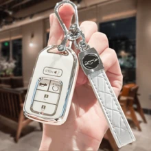 適用於汽車鑰匙遙控器與鑰匙殼套組，附PU鑰匙掛繩，保護您的汽車鑰匙，柔軟TPU鑰匙遙控器保護殼，鑰匙夾，適用於Accord、Civic、CRV、Pilot、Edge、Odyssey，智慧遙控鑰匙保護殼，禮品 - A - 查看 8