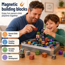 磁力積木 Mine World 鐵盒版 磁力洞穴世界建築積木玩具套組 STEM 教育感官玩具 適合 3 歲以上男孩女孩的最佳禮物 2026 - 黑色 - 查看 8