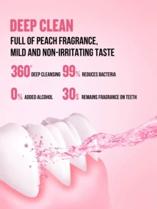 listerine Lishidelin Cherry Peach Mouthwash - Alcohol-Free, Prevents Plaque, Protects Gums, Freshens Breath, Gentle Peach Flavor, Suitable For Daily Oral Hygiene, Essential Oil Formula, Mild And Non-Irritating, Suitable For The Whole Family, 250ml - Cherry Blossom Peach - View 4