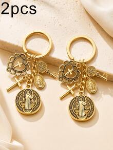1pc Religious Themed Novelty Keychain | Cross Keychain, Bag Charm, Comes With Various Accessories, Prayer Amulet, Can Decorate Bags And Phones, Car Accessory, Jewelry Keychain Pendant - Multicolor - View 12