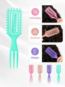 Multi-Color Curly Hair Styling Comb, 2 Spiral Design Curl Definition Detangling Combs, Round Head Pin Comb, Flexible Open Back Design, With 3-Tooth Tail Comb, Suitable For Wet/Dry Hair, Wavy/Curly/Coily/Thick Hair, Daily Parting And Styling - Multicolor - View 9