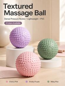 3/1pc Textured Yoga Fitness Ball, Small Massage Ball For Pelvic Floor, Core, Balance And Flexibility Training, Lightweight Exercise Ball For Upper Back, Lower Back, Hips, Glutes, Legs And Calves, Suitable For Home, Stretching And Pilates - Multicolor - View 3