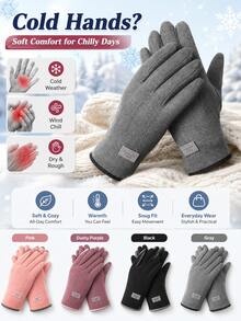 Winter Fleece Touchscreen Gloves, Unisex, Windproof, Waterproof, Warm, Non-Slip Grip, Suitable For Driving, Cycling, Commuting And Outdoor Activities - Multicolor - View 5