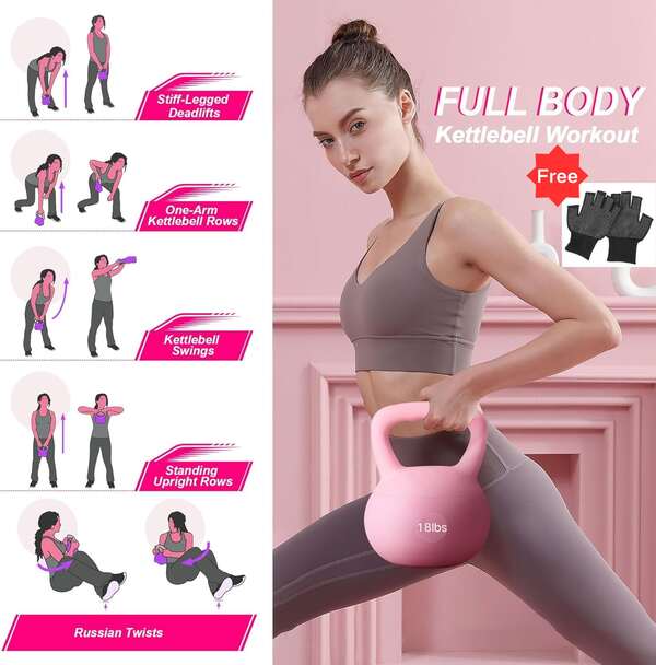 Soft Kettlebells With Wide Non-Slip Handle, Portable Home Gym Full Body Strength Training Equipment For Women & Men, Hip Leg Glute Shaping Daily Weight Loss Workout Kettle Bell