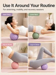 3/1pc Textured Yoga Fitness Ball, Small Massage Ball For Pelvic Floor, Core, Balance And Flexibility Training, Lightweight Exercise Ball For Upper Back, Lower Back, Hips, Glutes, Legs And Calves, Suitable For Home, Stretching And Pilates - Multicolor - View 10