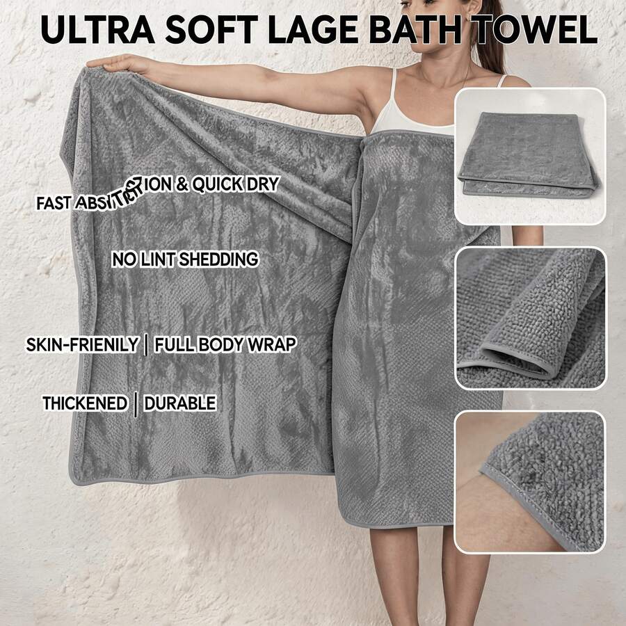 sanrou 1/2pcs-Random Color Extra Large Quick-Dry Waffle, Pineapple Grid Bath Towel, Oversized 35.4*67inch, Suitable For Bathing And Showering, Super Absorbent, Lint-Free, Skin-Friendly Body Towel, Reinforced Edges Durable Washable Towel, Suitable For Home, Travel, Outdoor, Gathering, Gym Use And Gifting - Multicolor - View 1