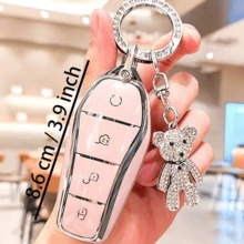 Bling Rhinestone Key Lanyard Buckle, Protective Key Fob Shell Compatible With BYD ATTO3 Song Plus Dolphin Tang DM Qin Yuan Pro E9, Stylish Keyless Car Remote Accessories - Multicolor - View 2