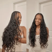 Body Wave Knotless Pre-Separated Crochet Hair Feather Crochet Human Hair Extensions For Miracle Knots Boho Braids Knotless Pre-Separated 50g / Bundle - Time-Saving, 4 To 5 Bundles Recommended For A Full Head Feather Crochet - Natural Black - View 4
