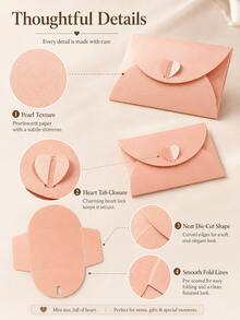 1pc Heart Buckle Envelope, Matte Pearlescent Paper Mini Card Envelopes, Multi-Color DIY Letter Storage Pouch, Holiday Gift Greeting Card Packaging Stationery Supplies - Multiple Styles - View 6