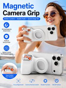 YAIUZGOO Magnetic Camera Handle, Wireless Bluetooth Selfie Handle With Remote Shutter, Portable Phone Photography Handle Stabilizer, Strong Magnetic Mount, One-Hand Camera Control Handle, Suitable For Vlog, Travel, Selfie, Video Recording - View 1