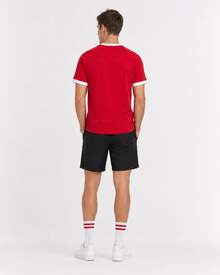 adidas originals ADICOLOR CLASSICS 3-STRIPES Logo印花條紋圓領短袖T卹 男款 - 紅色 - 查看 10