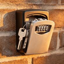 Wall-Mounted Password Key Lock Box, 4-Digit Resettable Code Waterproof Key , Aluminum Alloy Outdoor Key Storage Box With Dust Cover, Secure Key Storage For Home, Office, Garage, Airbnb, Rental Property, Construction Site - A - View 3
