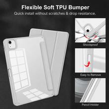 1pc Grey Smart Protective Case, Compatible With IPad 10th Gen, 11th Gen 10.9 Inch, Air 7 13 Inch, Transparent, Supports Wake/Sleep/Storage Function, With Pen Slot, Anti-Drop Stand, Tablet Leather Material - Grey - Light Grey - View 8