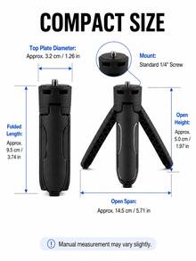 Auto-Pop-Up Mini Tripod Handheld/Desktop Stand, 1/4" Screw Interface, With Anti-Slip Pad, Compatible With DJI Osmo Pocket 4/Pocket 3, , , Phone Clip, DSLR Camera, 45.6g Ultra-Light Pocket Size, Suitable For Live Streaming, Vlog Shooting Accessories - View 8