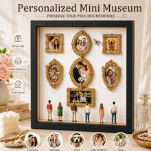 DIY Memory Display Shadow Box Frame – Vintage Ornate Mini Picture Frames Wall Decor Set, 8 Mini Frames & Figures, 3 Background Options, Photo Collage Wall Art, Home Living Room Decor, Gift For Family Couple & Pet Lovers - Multicolor - View 2