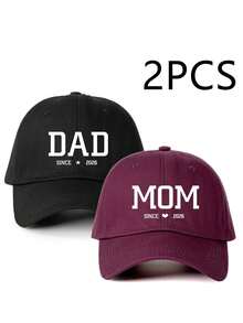 2pcs "Dad Mom 2026" Printed Baseball Caps, Classic Fashion, Soft Sweatband, Adjustable Size, Lightweight & Versatile, Adult Dad Hat - 2026 - View 15