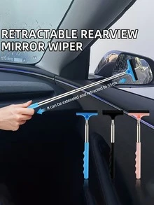 Portable Rearview Mirror Wiper, Telescopic Car Window Cleaning Brush, Telescopic Car Glass Cleaning Brush - Manual Rearview Mirror Wiper, Effectively Cleans Windshield And Rearview Mirror; Car Cleaning Supplies, Car Wash And Maintenance Kit, Car Accessories - Rearview Mirror - View 2