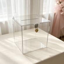 1件裝壓克力婚禮卡片盒,附金屬心形鎖,畢業生日派對信封與金錢收集盒 - 1PC - 查看 10
