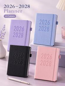 2026–2028 3年計畫本(4色可選)– 軟封面附彈性筆環,12個月視圖,英文版;適合注重組織的成年人;極簡設計 – 返校季的完美選擇 - 多色 - 查看 4