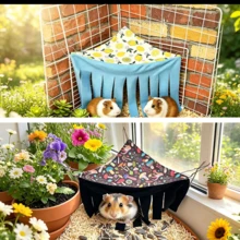 2 buah Tempat Persembunyian Hewan Peliharaan Kecil, Tempat Persembunyian Sudut Gantung, Tenda Hammock Sudut Hewan Peliharaan yang Nyaman, Habitat Bermain dan Beristirahat yang Dapat Dicuci, Cocok untuk Guinea Pig, Hamster, Musang, Tupai, Sugar Glider, Kelinci, Landak - Satu-Ukuran - View 3
