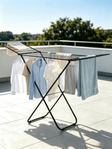 1pc Foldable Metal Clothes Drying Rack - Retractable Design, Space-Saving, Sturdy And Durable, Can Dry Clothes And Quilts Indoors And Outdoors, Freestanding Floor Type, Flexible To Move - Random Color - View 10