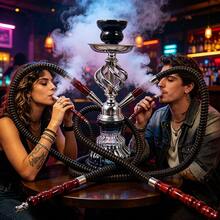 Portable Complete Hookah Shisha Set, Shatterproof Glass & Acrylic Stem Rustproof Hose, Full Accessories Bowl Tray Tongs, 1/2/4 Tube Leakproof Easy Clean Kit, Perfect For Home Bar KTV Camping Party, Ideal Birthday Holiday Gift For Friends Groomsmen - Black Hookah - View 3
