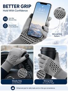 Winter Fleece Touchscreen Gloves, Unisex, Windproof, Waterproof, Warm, Anti-Slip Grip, Suitable For Driving, Cycling, Commuting And Outdoor Activities - Multicolor - View 6