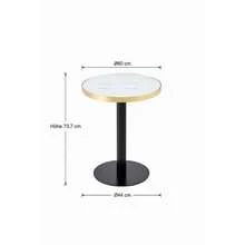 Modern Round Side Table With A Gold Stainless Steel Frame, Marble-Effect Top For Living Room, Luxury Side Table With A Sturdy Base. - White + MDF - 查看 8