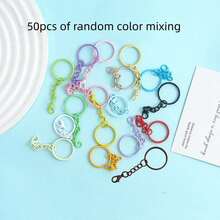 50/100pcs Colorful Key Chain Set, Metal Round Split Key Rings With Lobster Clasp, Craft Pendant DIY Accessories - Keychain - View 10