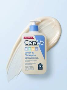 CeraVe Baby Wash & Shampoo 16oz/473ml – Tear-Free Formula, Fragrance-Free, , 3 Essential Ceramides & Vitamin E, Pediatric Dermatologist Developed, Ideal For Sensitive Skin, Eczema Association Accepted - Multicolor - View 1