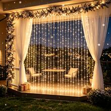 300LED USB String Curtain Lights, RGB Color-Changing Fairy Lights, With Remote Control And 8 Modes, 3*3M Hanging Window Light, Suitable For Bedroom, Christmas, Halloween, Wedding And Holiday Party Decorations. - 3m Curtain Lights - View 4