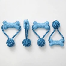 1pc 2-In-1 Dog Chew Toy Set Bone Shape + Rope Ball, Durable Bite-Resistant Dental Cleaning, Suitable For Small To Medium Dogs Interactive Tug Play - Multicolor - View 6