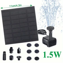 Solar Fountain Pump Kit, Separate Pump And Solar Panel For Easy Installation And Use, Includes 3 Connecting Rods And 8 Nozzles, Wired Solar Power Supply, No Battery Needed, Suitable For Outdoor Water Features, Gardens, Small Ponds, Patios And Fish Tanks - Solar Water Column, Minimalist Round Shape, Plastic - Black 02 - View 14
