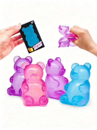 1 Peça Boneco de Urso de Gelatina Macio para Mesa de Escritório de Halloween, Boneco de Urso de Ponta de Dedo de Material TPR, Boneco de Urso Transparente Mini em Formato Silencioso para Apertar, Decoração de Alívio de Ansiedade para Adultos no Local de Trabalho de Halloween